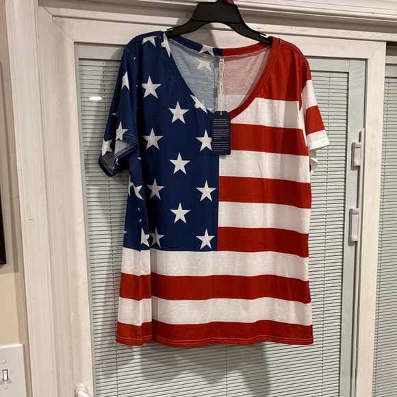 Sampeel Tops - Patriotic Stars and Stripes Short Sleeve Tee